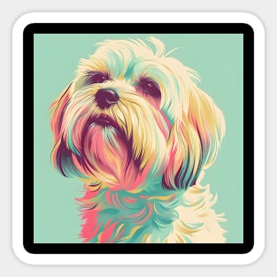 70s Tibetan Terrier Vibes: Pastel Pup Parade Sticker